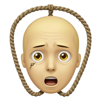 😔 with noose around neck. IOS themed emoji with regular yellowish skin(not completely yellow) only head sticker