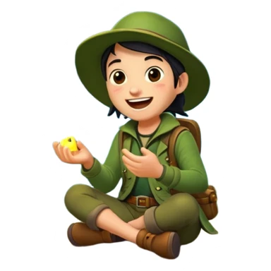forest rogue laughing while fireflies scatter sticker