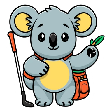 Koala with a golf bag sticker