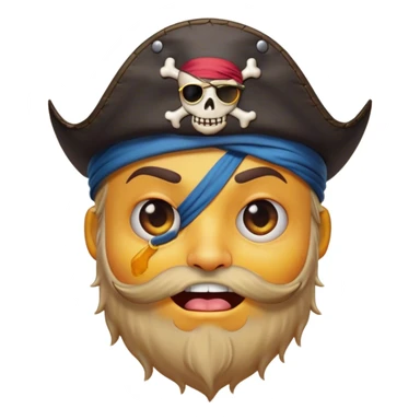 Clash of Clans aesthetic Comical Pirate Portrait Emoji, Head tilted dramatically with an exaggerated, fun expression and wide, comically expressive eyes behind a quirky eye patch, featuring a rugged yet cartoonish build with a playful bandana and natural skin tone, Simplified yet hilariously expressive features, highly detailed, glowing with a slightly sassy oceanic glow, high shine, dramatic yet playful, stylized with an air of cheeky maritime mischief, soft glowing outline, capturing the essence of a meme-worthy pirate who brings humor to epic quests! sticker