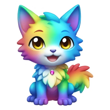 a anthro chibi-style colorful rainbow-gradient-shiny gem-sparkle-Fakémon-hybrid full body sticker