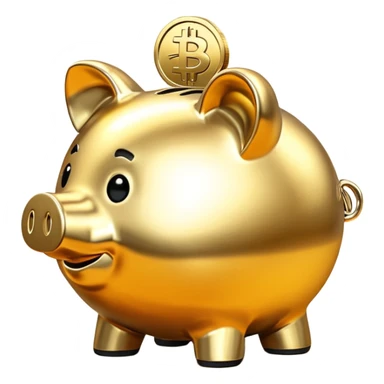 with piggybank with crypto golden piggybank sticker