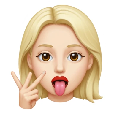 Peace sign in front of mouth with tongue sticking out  sticker