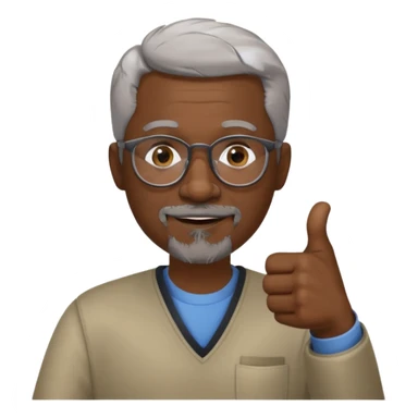 African American short graying hair and graying goatee man with eyeglasses giving thumbs up sign sticker