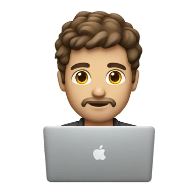 brown haired white man developer working on macbook sticker