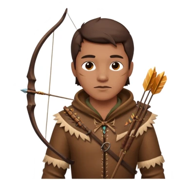 The classic hunter image with a bow and arrow on his back, dressed in brown with some animal made decorations sticker