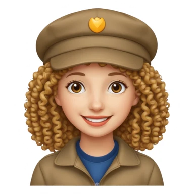 curly haired ,woman with cap sticker