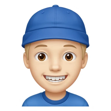 schoolboy with big front teeth wearing a cap sticker