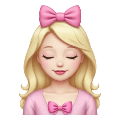 emoji coquette with a pink bow, closed eyes, confident smile, soft aesthetic



 sticker