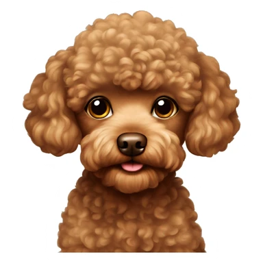 A brown toy poodle with a light brown head sticker