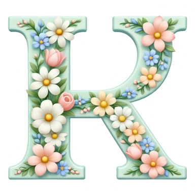 White flowery romantic alphabet letter sticker