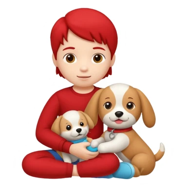 child with dog toy sticker