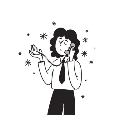 Business person with telephone and snowflakes around, representing a cold call sticker