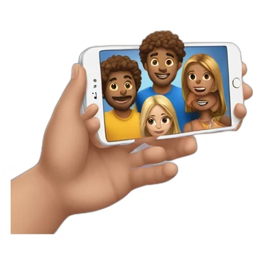 Imagine an emoji representing a group of friends gathered around an iPhone to play sticker