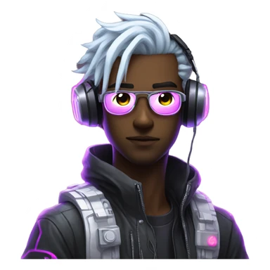 Anime gamer white guy cyberpunk neon sticker