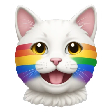 White cat lgbt+ flag  sticker