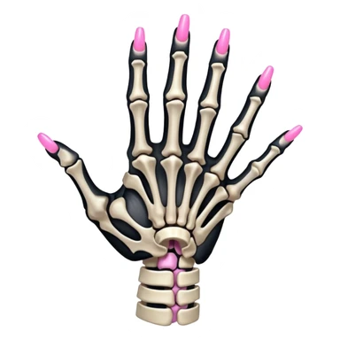 skeleton hand with long pink nails (5 fingers) sticker