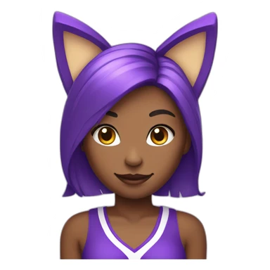 Cheerleader purple girl with cat ears and a tail sticker