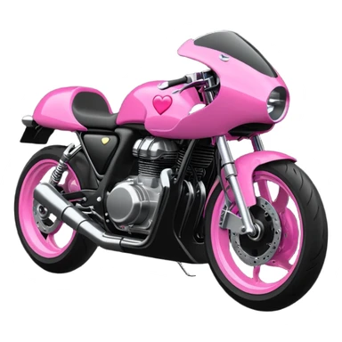 moto sportiva con un cuore rosa fluorescente che sfuma verso il nero sticker