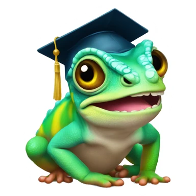 cuty chameleon with mortarboard sticker