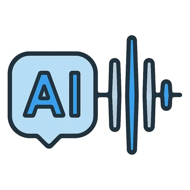 AI soundwave symbol, geometric, tech-inspired, blue and silver palette, clean lines sticker