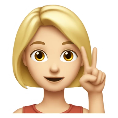 A white girl, a blonde, with an important facial expression, spins the finger of one hand, near the nose. sticker