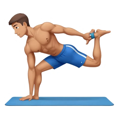 buff man blue shorts doing plank exercise on yoga mat sticker