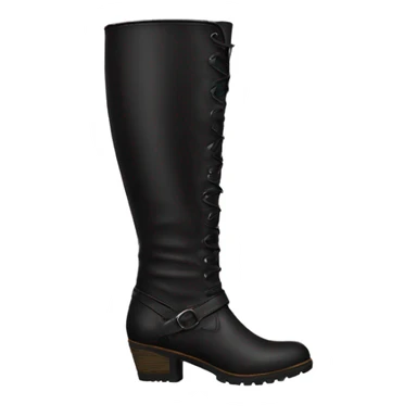 Black leather knee high boots Without a heel sticker
