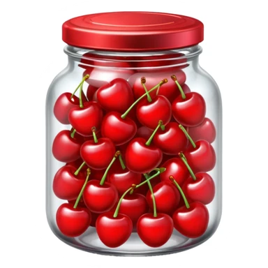 Realistic glass jar with silver metallic lid filled with maraschino cherries inside of it. sticker