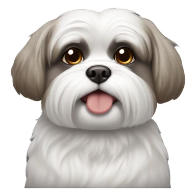 A white Shitzu with brown on her mouth, and a little bit of dark grey fur on her eyes and ears. sticker