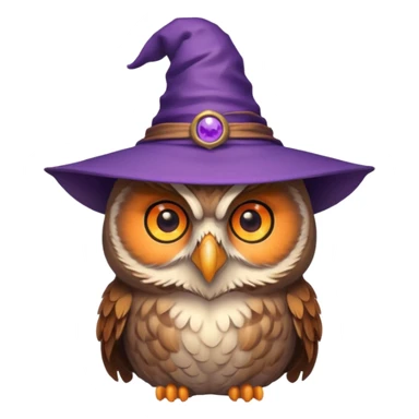 owl wear purple wicth hat sticker
