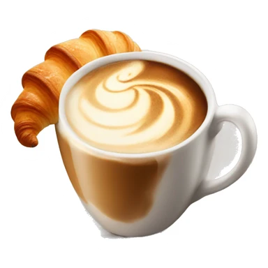 Cup of cappuccino with croissant sticker