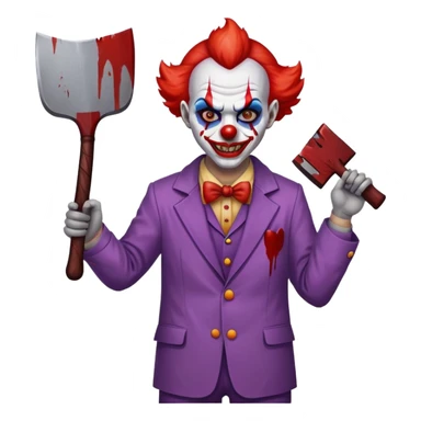 demonic clown wearing a leisure suit with accessories sticker