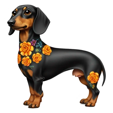 Dia De Los Muertos full body sugar skull dachshund sticker