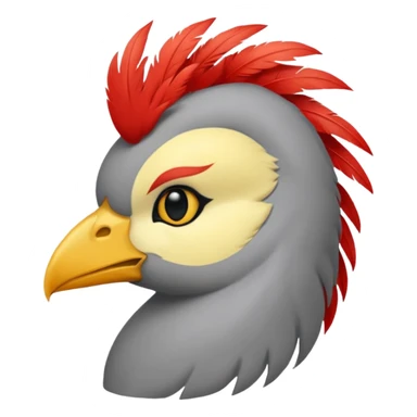 Calopsita com cabeça amarela, corpo cinza, topete, cauda longa e bochechas vermelhas sticker