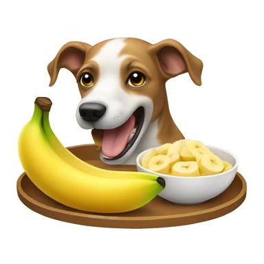 Dog eating a banana for breakfast sticker