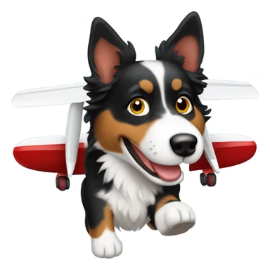 Black Tri Australian shepherd flying a plane sticker