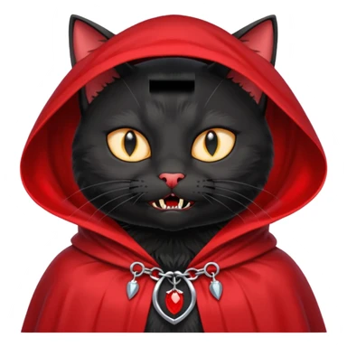 Vampire Pet, Black cat in red collar cloak sticker