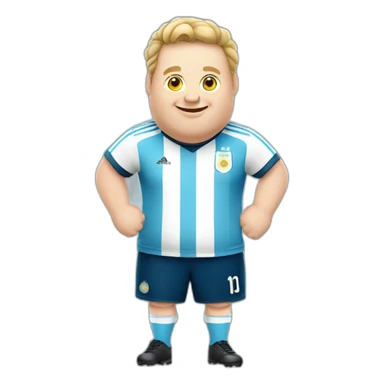 obese white man play soccer. argentina uniform. Thumbs up  sticker