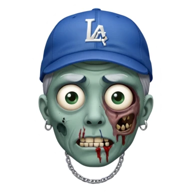 Zombie cerrando un ojo con gorra de los Dodgers y cadena de plata  sticker
