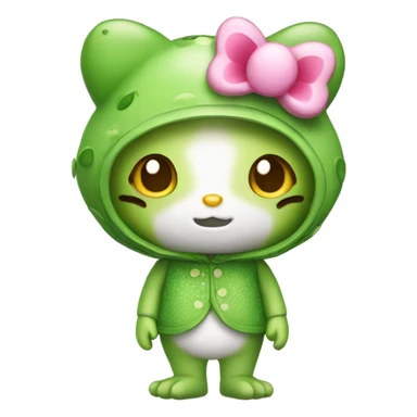 hello kitty in frog costume sticker