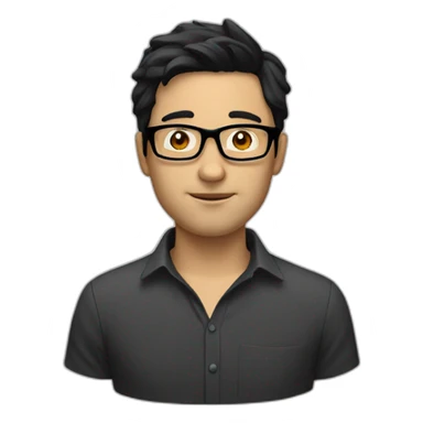 white man with black hair, glasses and some chin hair sticker