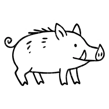 orange wild pig hand drawn outlined icon sticker