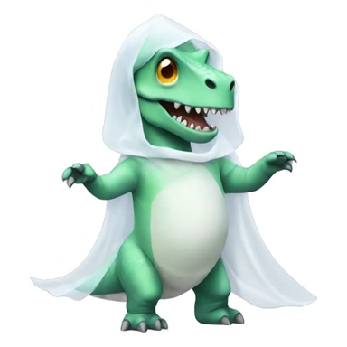 dinosaur in a ghost costume sticker