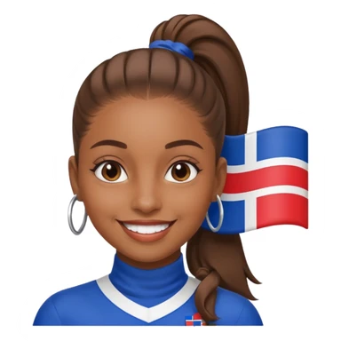A brown skin girl with a slick ponytail and edges with a Dominican flag sticker