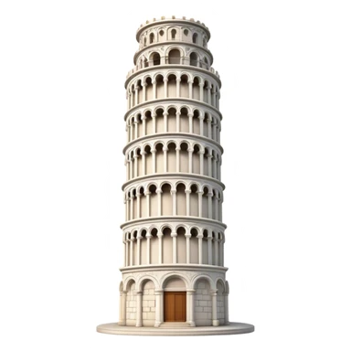 Cinematic Realistic Leaning Tower of Pisa Landmark Emoji, showcasing the iconic medieval tower with intricate stonework rendered with dynamic lighting and detailed textures. sticker