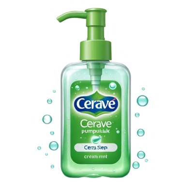 `CeraVe-shaped white rectangular pump bottle with soft green label CeraVe” stripe. Surrounded by floating water bubbles, glowing light particles, and a gentle green mist. Feels like a calm hydration spell in a bottle. Clean, glossy, emoji-style.`magical
 sticker