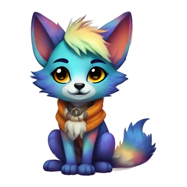 Cool cute Kawaii edgy colorful anthro fantasy animal fursona by griffsnuff & LiLaiRa & Falvie full body sticker