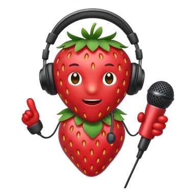 A strawberry holding mic and wear headphone sticker