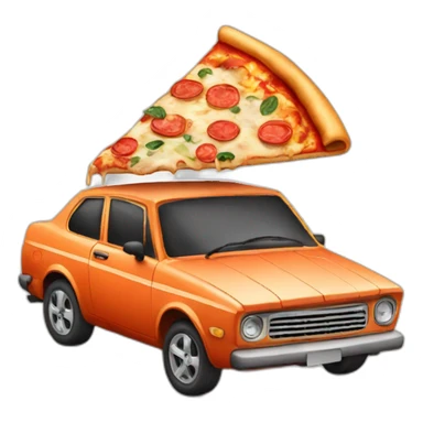 Pizza with car sticker